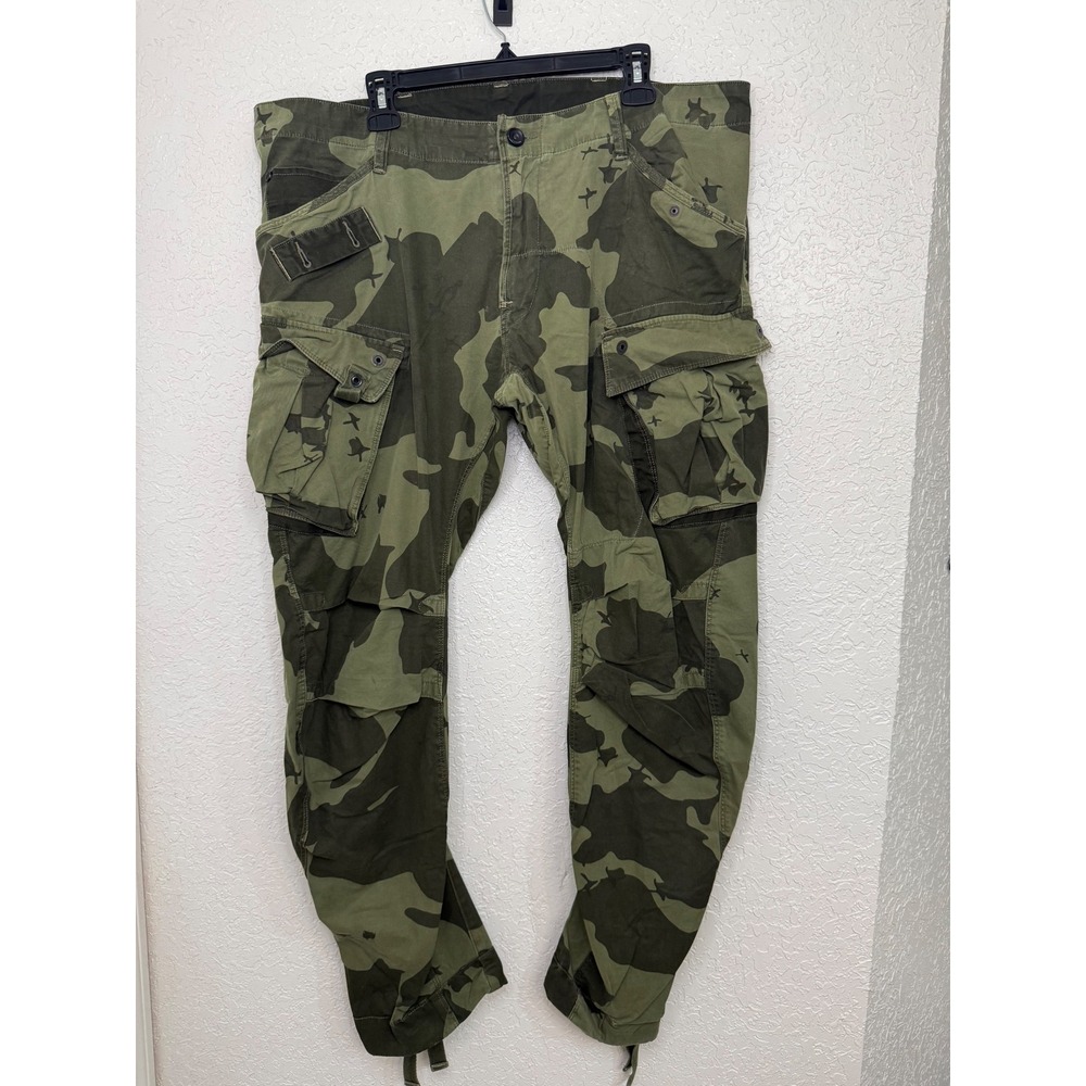 G-Star Raw Men Green Camo 3D Tapered Cargo Pants W40 L32 Utility Tactical